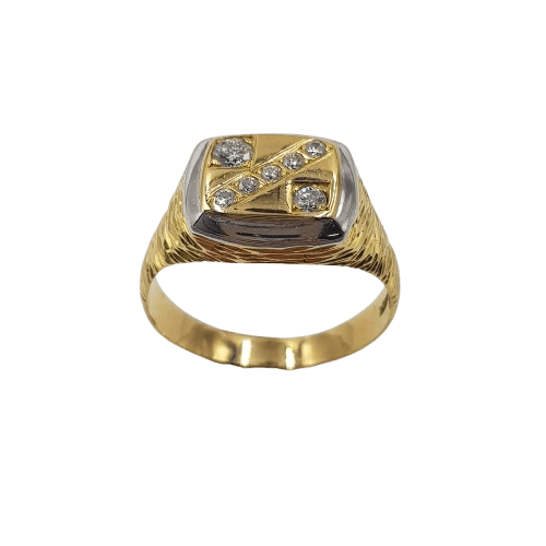 Mens 18ct Yellow and White Gold Brillaint Cut Diamond Square Grain Set Ring 0.35ct TDW Y With Valuation