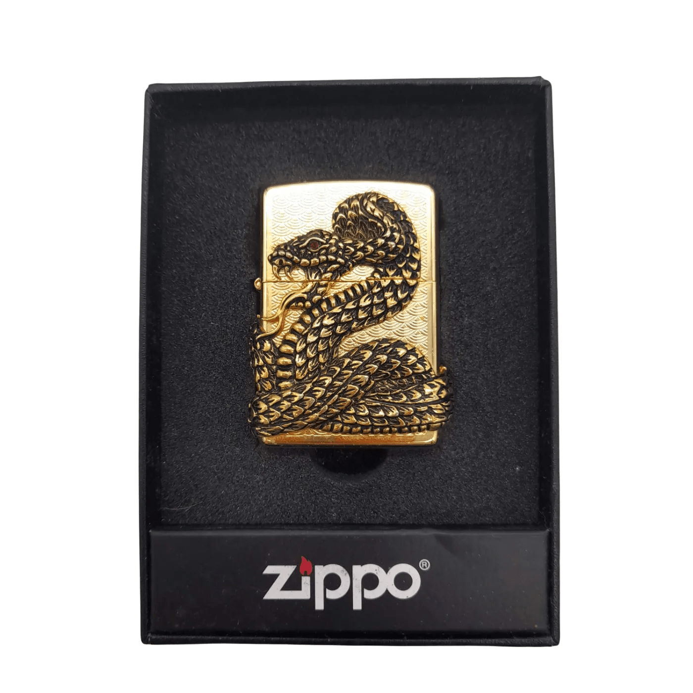 ZIPPO Lighter – Gold Snake Coil Design (with Box)
