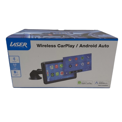 Laser 7″ Portable CarPlay/Android Auto Touchscreen – Wireless, Bluetooth, FM Transmitter – In Box With Accessories NAVC-BHUD-982 (CP)