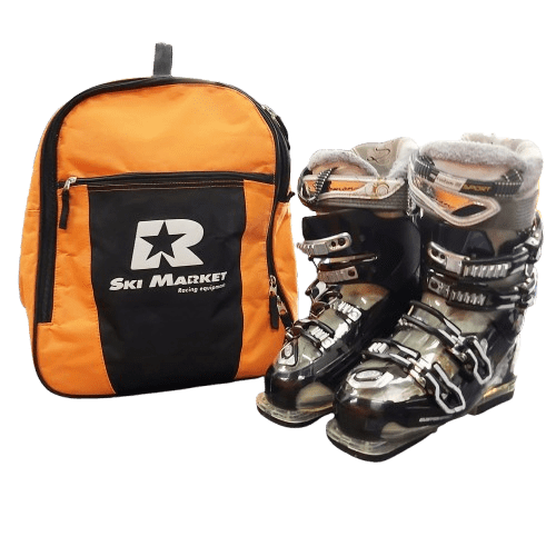 Custom Fit Ski Boots Black And Clear Size 24 With Orange Ski Market Racing Equipment