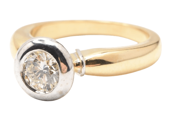 Ladies 18ct Yellow & White Gold Round Brilliant Cut Diamond Ring 0.50ct TDW J 1/2 With Valuation