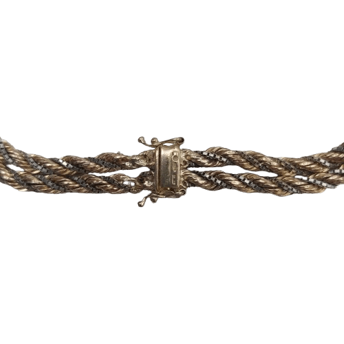9ct Yellow & White Gold Twist Rope & Box Chain Bracelet – 16.1g, 20cm, Stamped 375
