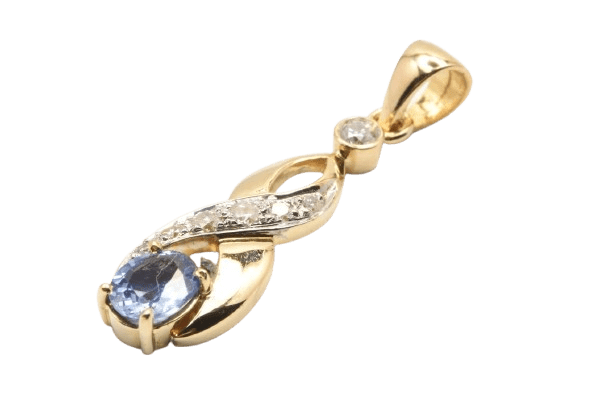 18ct Yellow Gold Sapphire & Diamond Grain Set Looped Pendant 0.20ct TDW WIth Valuation (MR)