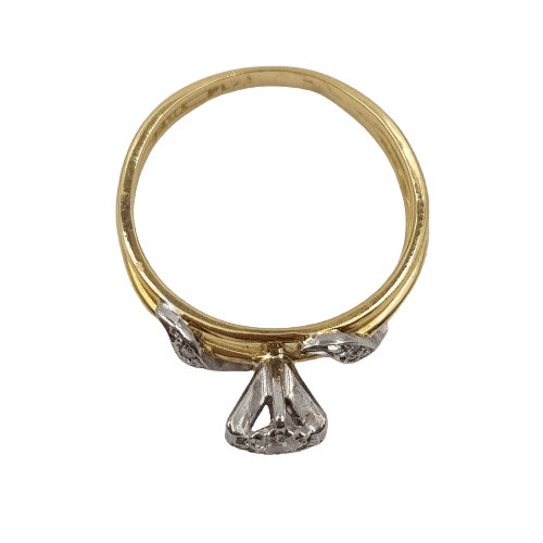 Ladies 18ct Yellow & White Gold Diamond Ring 2.9 Grams With Valuation