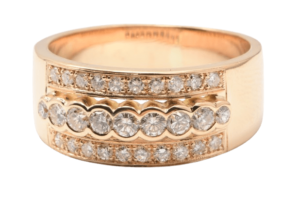 Unisex 18ct Yellow Gold 29 Stone Brilliant Cut Diamond Ring 0.87ct TDW V With Valuation