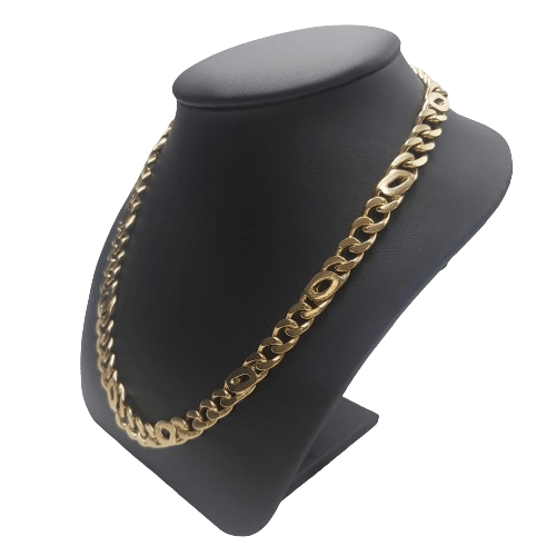 Solid 9ct Yellow Gold Figaro Chain – 60cm Length, 1cm Wide, 114.9g