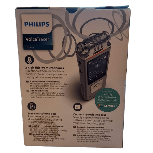 Philips DVT4115 3-Mic Digital Voice Recorder Sealed in Box