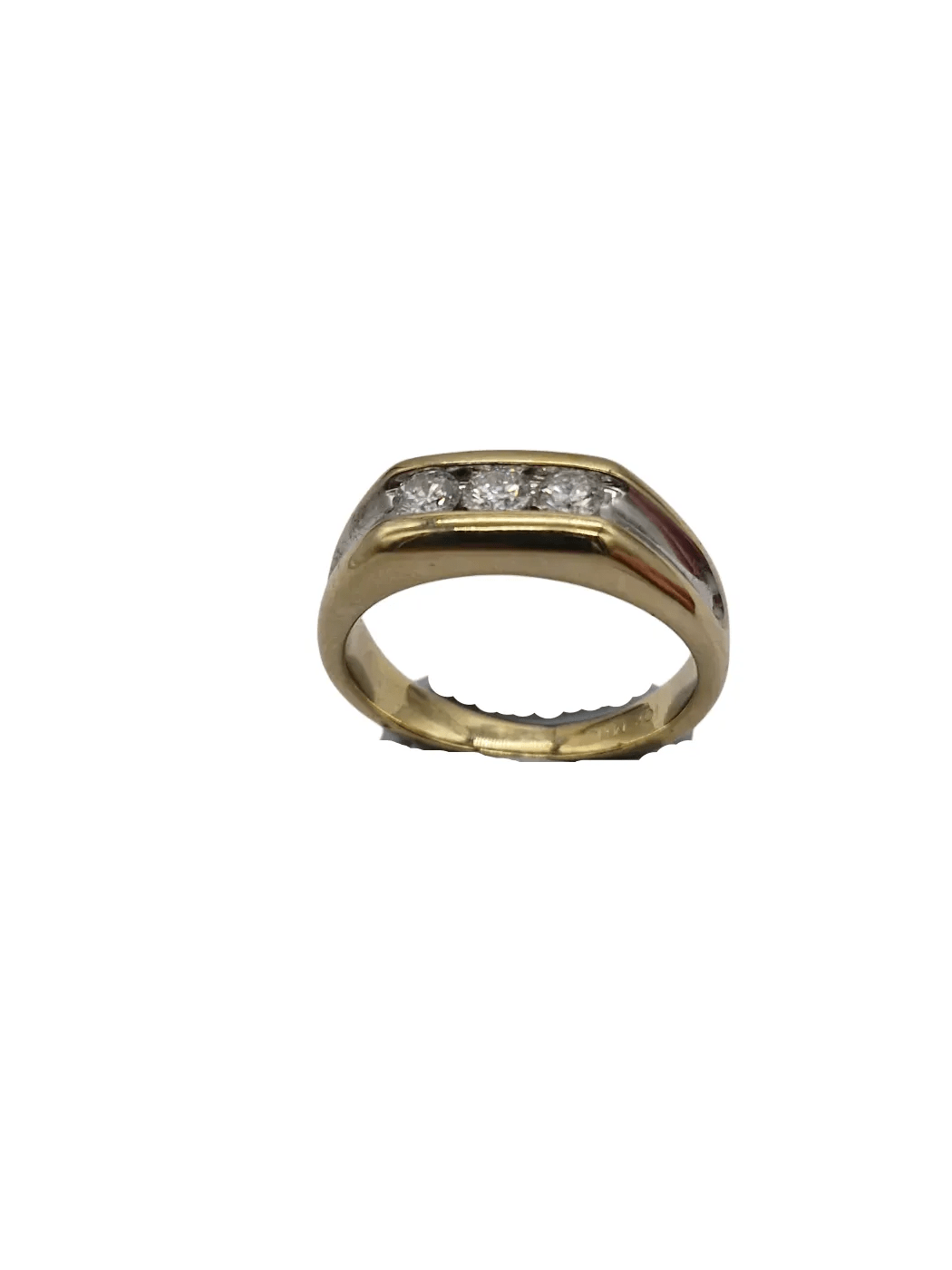 Mens 10K Yellow Gold Diamond Ring With 3 Diamonds 0.50CT TDW Q 8 With Valuation (WL)