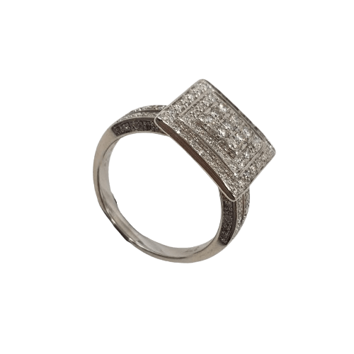 Ladies 9ct White Gold Brilliant Cut Diamond Square Cluster Ring 0.50ct TDW O With Valuation