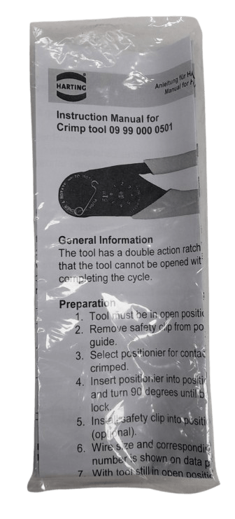 HARTING 09990000501 Hand Ratcheting Crimp Tool Brand New