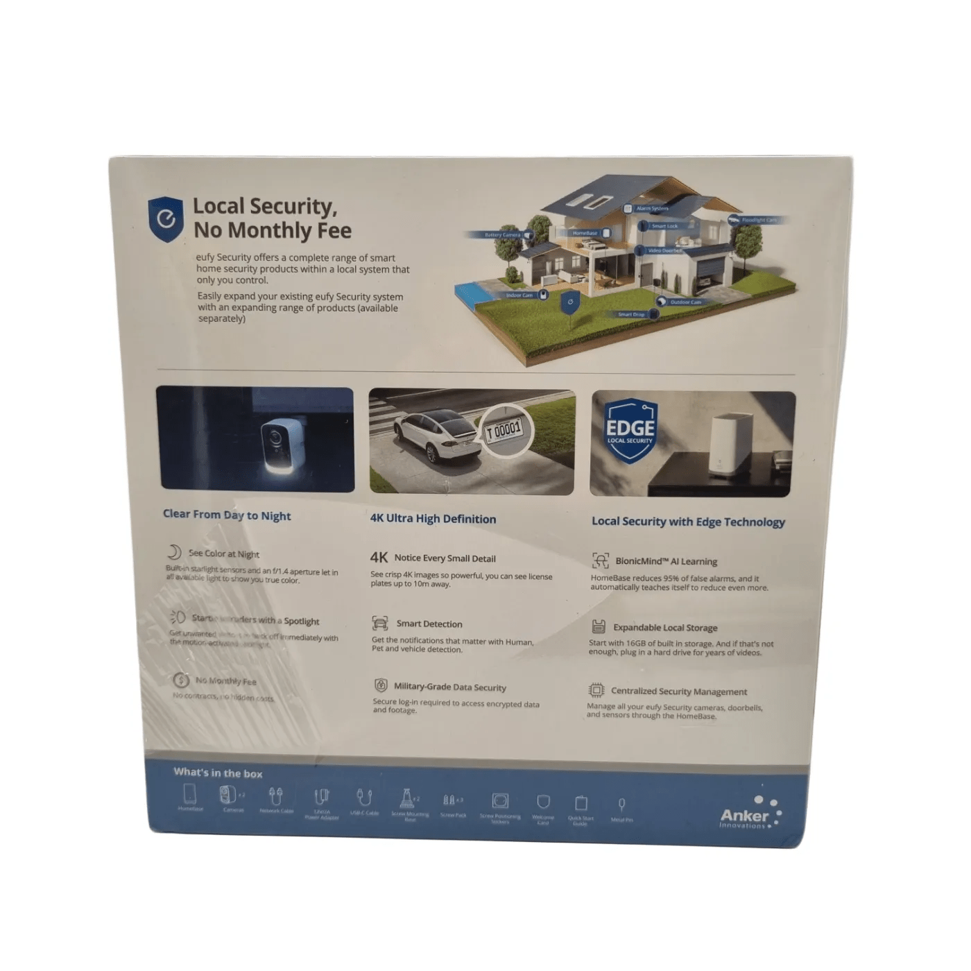 Eufy Security S300 Two Wirefree Security Cameras With HomeBase *Sealed In Box – Small Rip At Back Of Box* (WR 1350425)