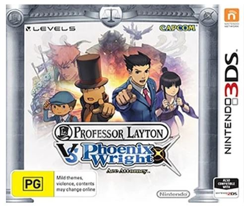 Nintendo 3DS Professor Layton VS Phoenix Wright Ace Academy, Very Good Condition, With Case No Manual