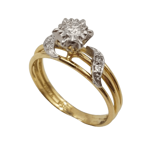 Ladies 18ct Yellow & White Gold Diamond Ring 2.9 Grams With Valuation