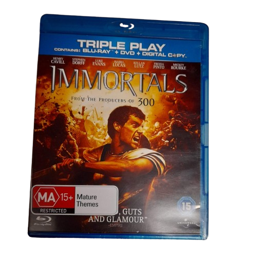 Immortals (2011) Bluray/DVD/Digital Copy, Excellent Condition With Case
