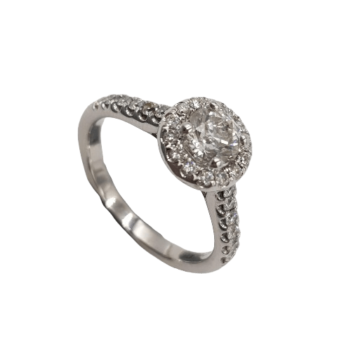 Ladies 14ct White Gold Brilliant Cut Diamond Cluster Ring 0.79ct TDW J 1/2 With Valuation