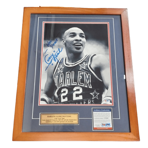 Fred “Curly” Neal Signed Harlem Globetrotters Memorabilia Frame – 45x55cm **Pick Up Only**