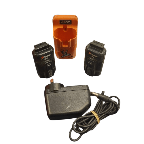 Paslode B20722 Bradder Trimmaster 16GA Kit, Acceptable Condition, Some Wear + Tear, With Hard Case, 2x Batteries, Charger, Safety Goggles, Manual, Short Brad Adaptor
