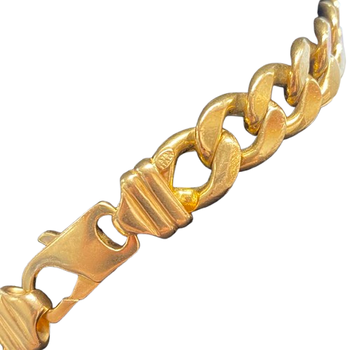 Mens 9ct Curb Link Yellow Gold Chain.  -135gm. 65cm Drop. (NG)