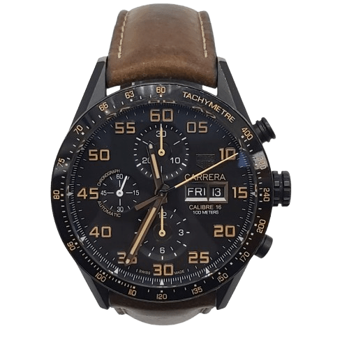Mens Tag Heuer Watch CV2A84 Watch Verified Brown Leather Band – Excellent Condition (CP-1356612)