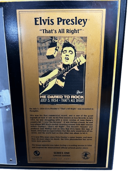 Elvis Presley “Thats All Right” Collectable Frame Limited Edition 239/1000