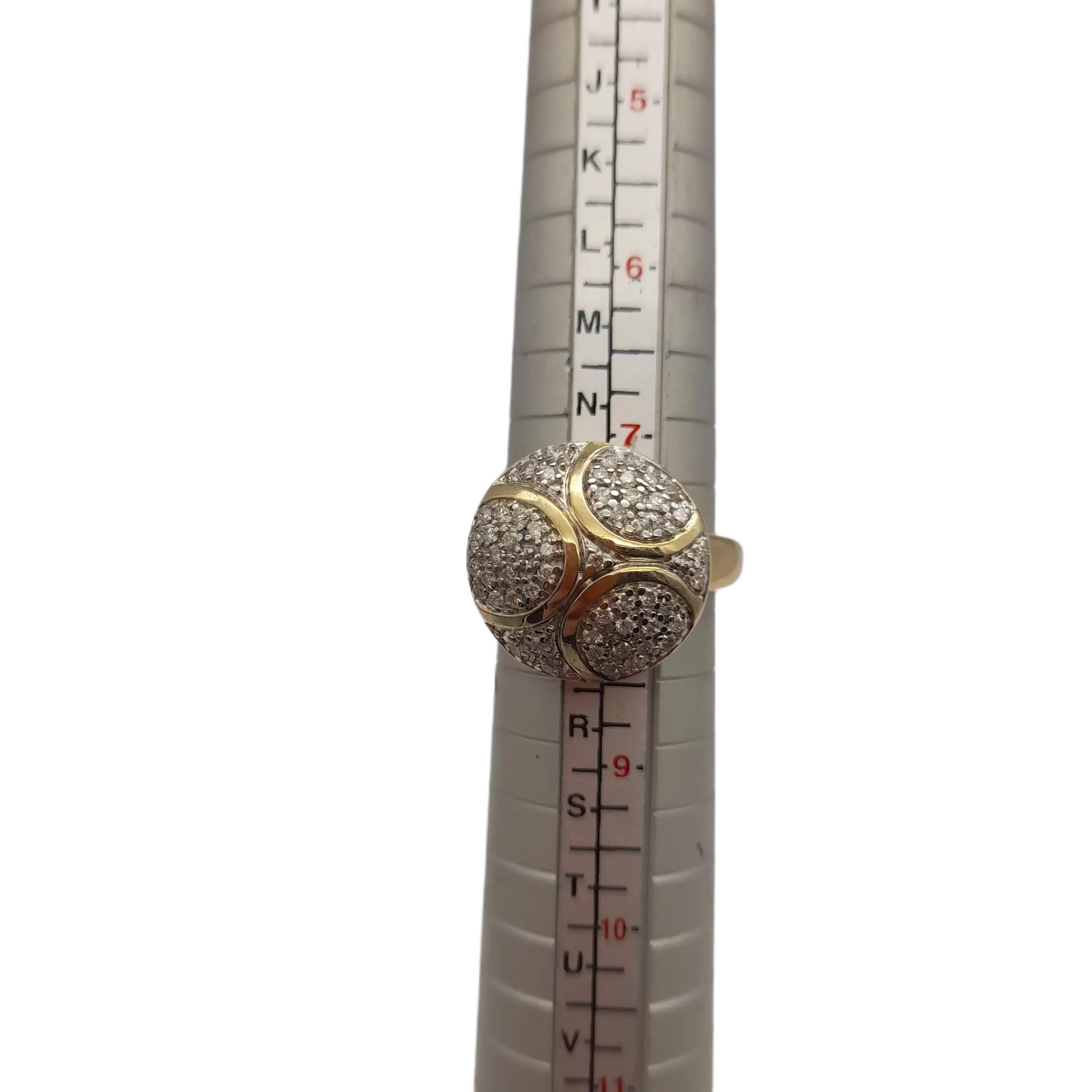Ladies 9ct Yellow Gold Diamond Ring 8.71 Grams 54 Diamonds With Evaluation Size P