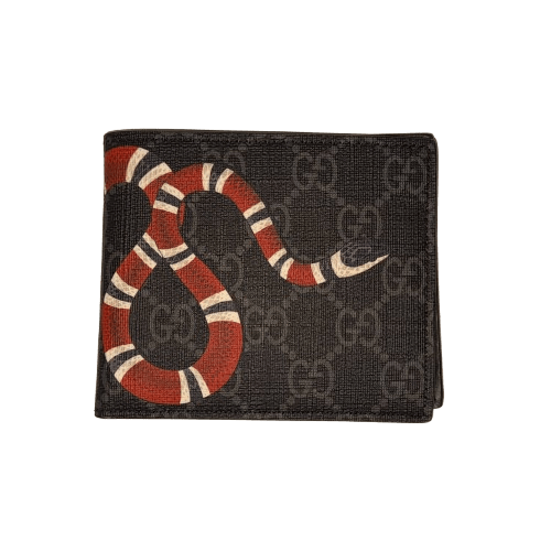 Gucci GG Supreme Kingsnake Print Bi-Fold Wallet with Authenticity