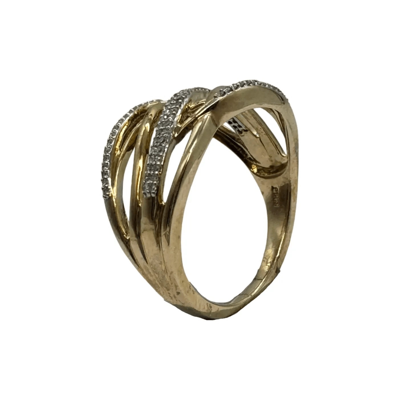 Ladies 10ct Yellow Gold 92 Stone Diamond Ring 0.36ct TDW O 7 1/4 with Valuation – WL 1266627