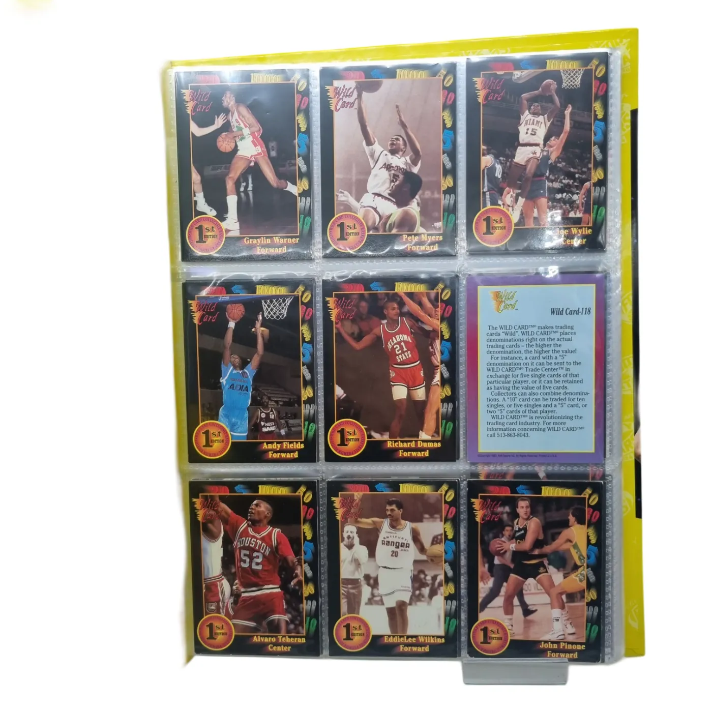 NBA Upper Deck Card Collection – 222 Assorted Cards 1990/1992 in Yellow AFL Album (WR 1343497)
