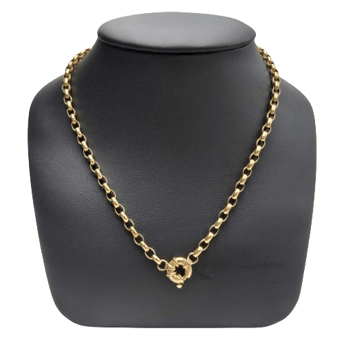 9CT Yellow Gold Belcher Necklace with Euro Bolt Clasp 375 – 16.9g, 45cm, 4mm Wide