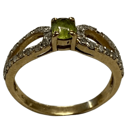 Ladies 9ct Yellow Gold Ring  2.2gms with Green Stone