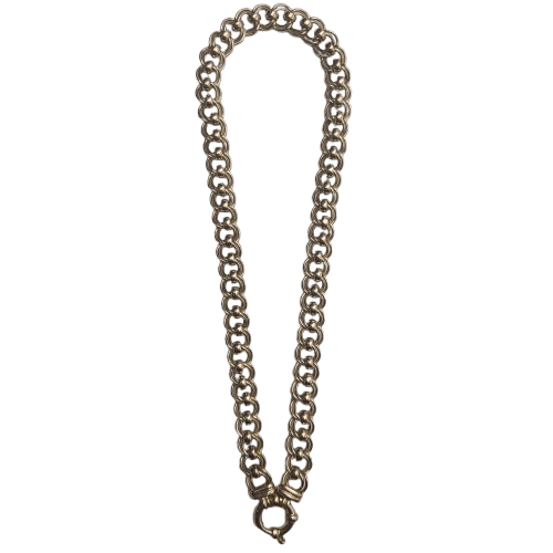 9ct Yellow Gold Beaded Double Curb Necklace – 64.25g – 44cm Length – 1.1cm Wide – Bolt Ring Clasp