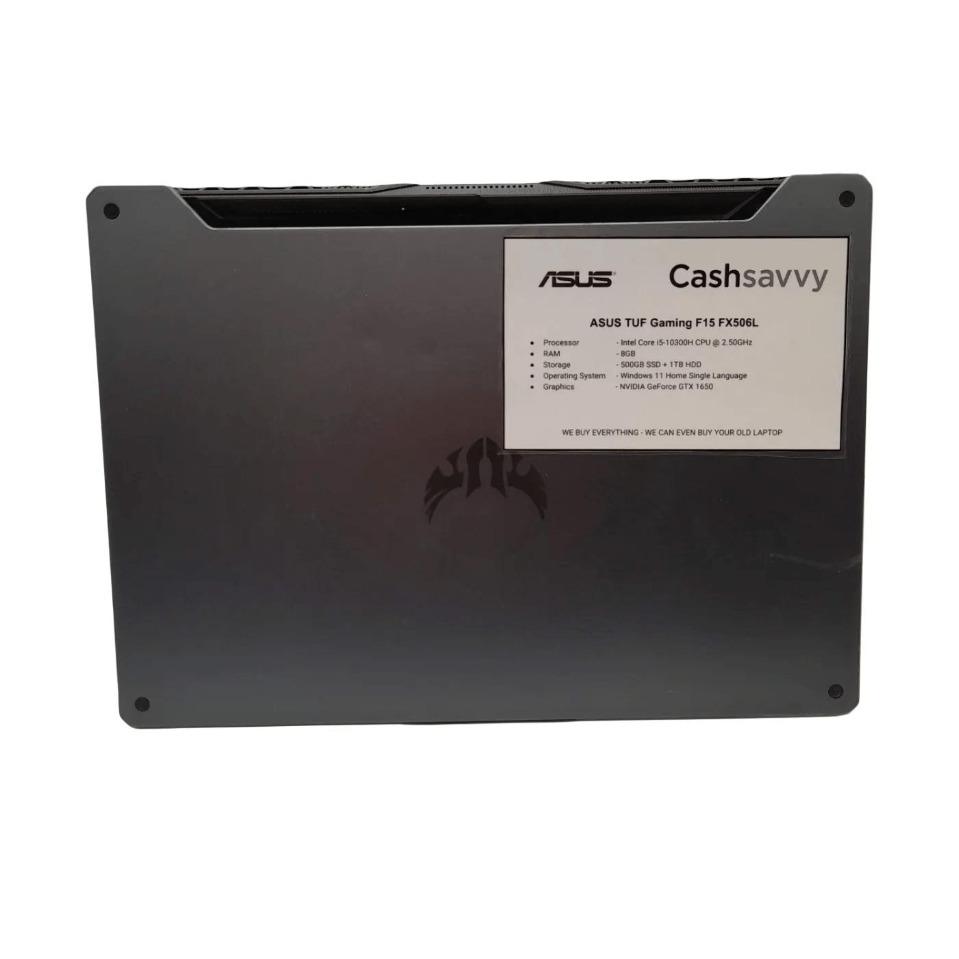Asus TUF Gaming F15 FX506L Laptop + Charger – Intel Core i5-10300H / 8GB RAM / 500GB SSD + 1TB HDD / Windows 11 Home Single Language / NVIDIA GeForce GTX 1650 (WL 1350067)