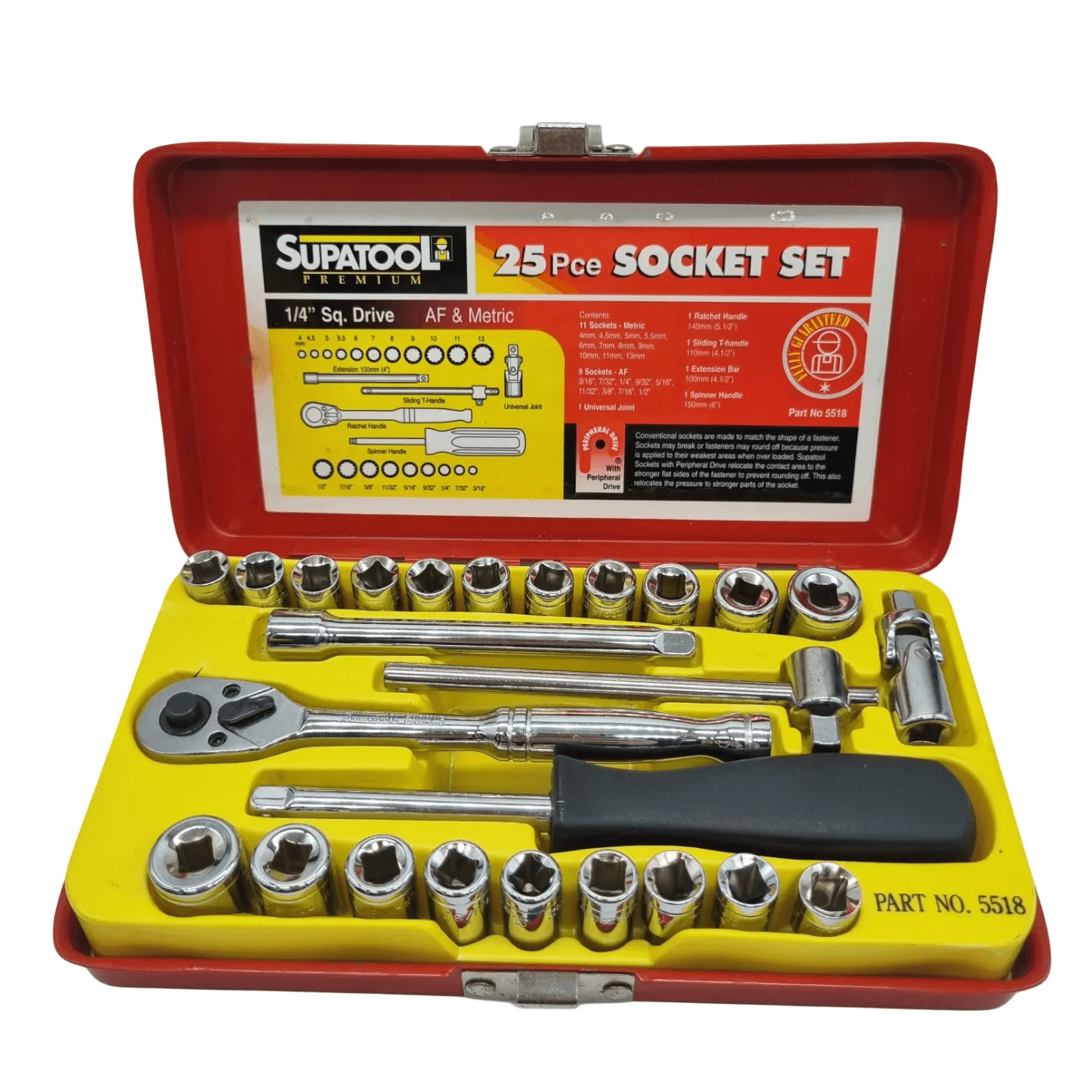 Supatool 25-Piece Socket Set – 1/4″ Drive (Metric & Imperial) (WR 1346780)