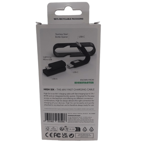 Vonmahlen All-In-One Cable + Bottle Opener VM-HSX-01, Black, Like New (NA 1352696)
