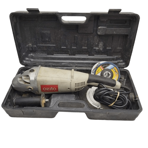 Ozito Angle Grinder AGG-051K Silver In Hard Case With Spare Blades (NA 1352410)