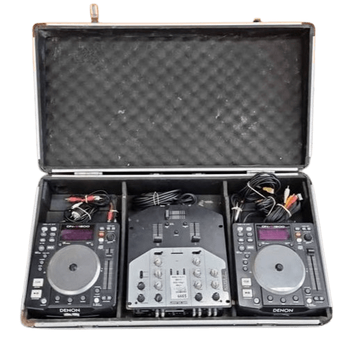 Denon DJ Mixer Setup – DN-S1200 with Hard Case, 2x DN-S1200 Turntables & Cords – Pickup Only (WR)