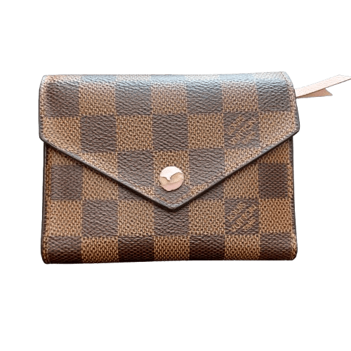 Genuine Louis Vuitton Wallet N61700 Victorine, Brown And Pink, Wear On Snap Closure, Hot Stamped, With Receipt, Dust Bag And Box