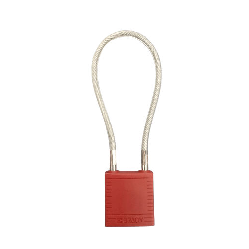 Brady Red 1-Lock Rugged Reinforced Nylon Body with Sheathed Steel Cable Keyed Padlocks (JN)