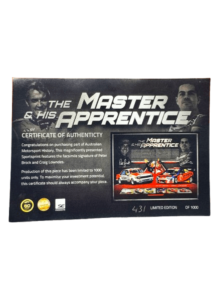 The Master And His Apprentice Peter Brock And Craig Lowndes Frame With Certificate Of Authentication **Pick Up Only**