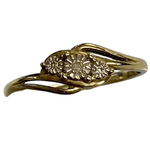 Ladies 9ct Yellow Gold Accent Ring. 1.5GMS Size 8.5