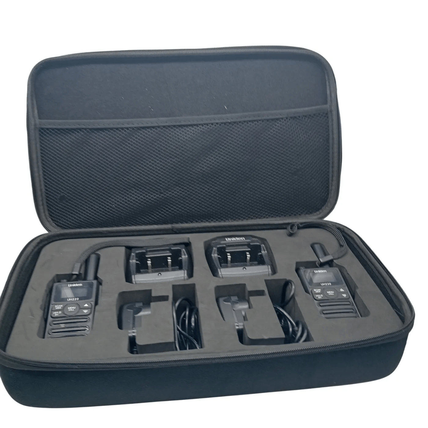 Uniden 2 Watt Handheld UHF Radio Twin Pack – UH220 Includes: Case, Two Chargers, Two Handhelds (WR 1345324)