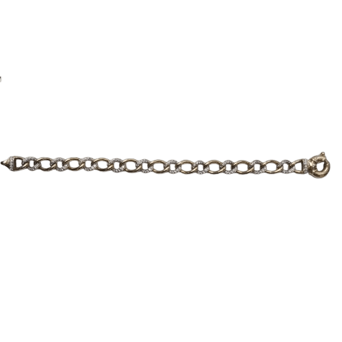 9CT Yellow Gold Curb Bracelet – 18.2g, 20cm, 9mm Wide with CZ Links