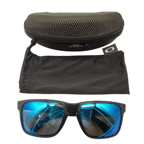 Oakley Holbrook Sunglasses – Black Frame / Blue Lens With Hard Case & Soft Pouch