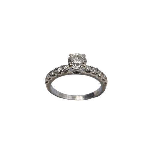 14ct White Gold 11-Stone Diamond Ring – 0.20ct G/I1 Centre, 10 Accent Stones – Size 51 – Valued at AUD $7,000