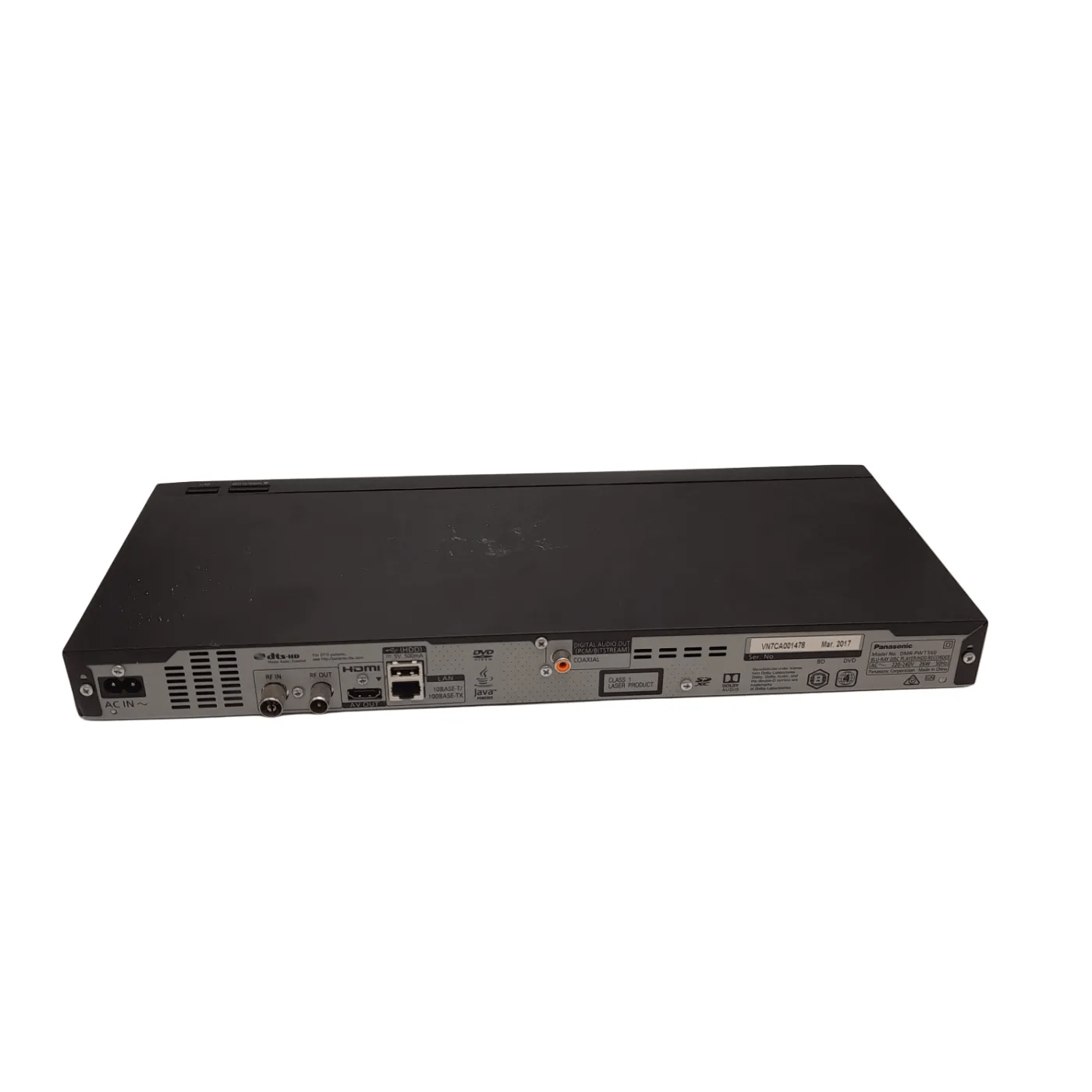 Panasonic 4K Twin Tuner 500GB Blu Ray Player + Remote +Power *Some Damage & Scuffs On Top*
