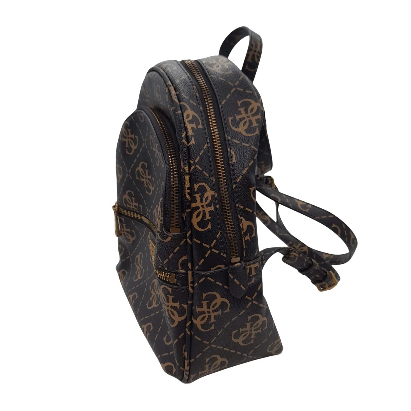 GUESS Manhattan Brown Monogram Backpack With Dust Bag