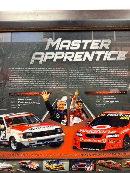 The Master And His Apprentice Peter Brock And Craig Lowndes Frame With Certificate Of Authentication **Pick Up Only**