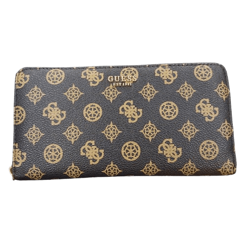 Ladies Mocha Logo Laurel Guess Wallet Large Zip Around – Good Condition