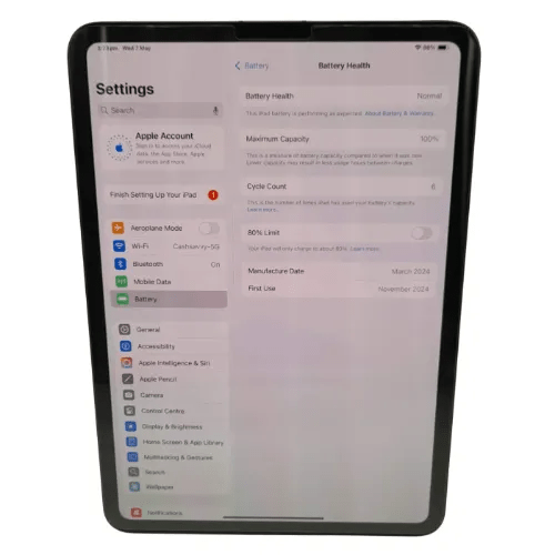 Ipad Pro 11″ M4 256GB WIFI/5G Space Black (A2837) – Battery Health: 100%