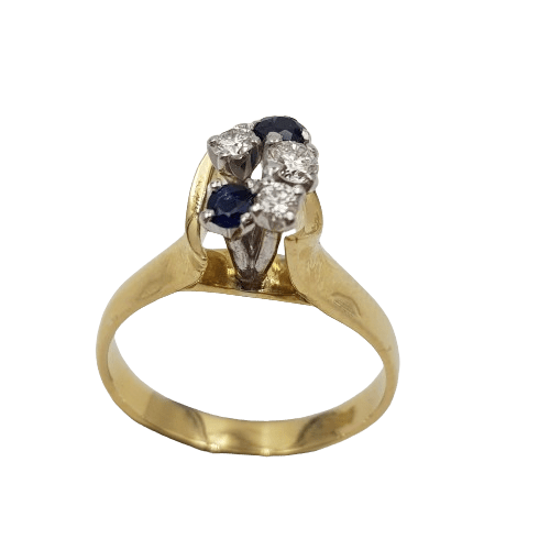 Ladies 18ct Yellow and White Gold Diamond & Sapphire Cluster Ring 4.09 grams With Valuation